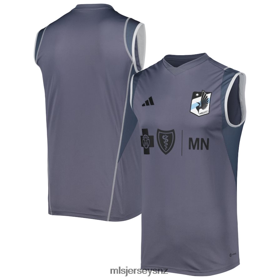 MLS Jerseys JerseyMen Minnesota United FC Adidas Gray 2023 On-Field Sleeveless Training Jersey VRX6RJ525
